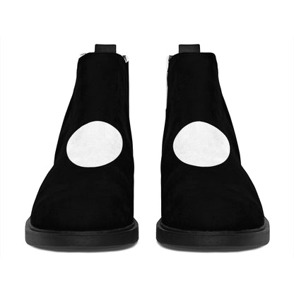 Black And White Yin Yang Symbol Print Flat Ankle Boots
