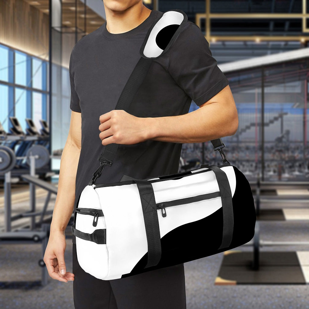 Black And White Yin Yang Symbol Print Gym Bag