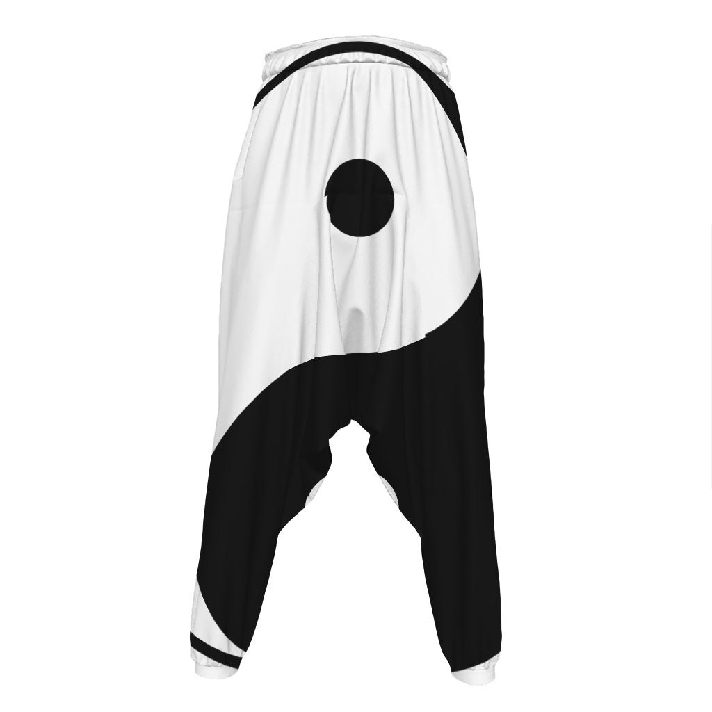 Black And White Yin Yang Symbol Print Hammer Pants
