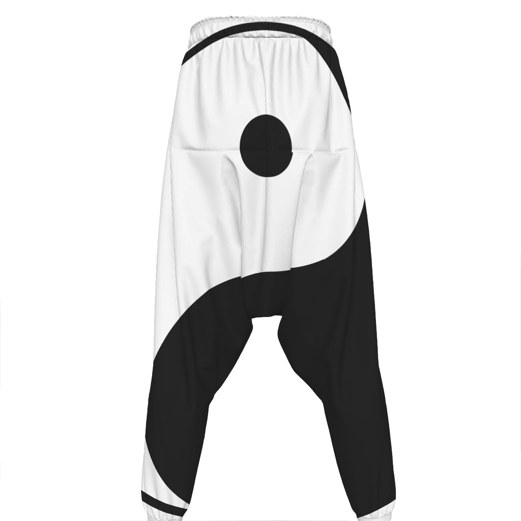 Black And White Yin Yang Symbol Print Hammer Pants