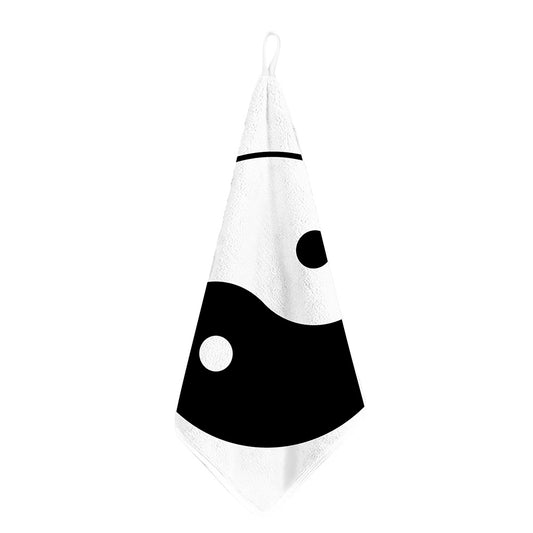 Black And White Yin Yang Symbol Print Hand Towel