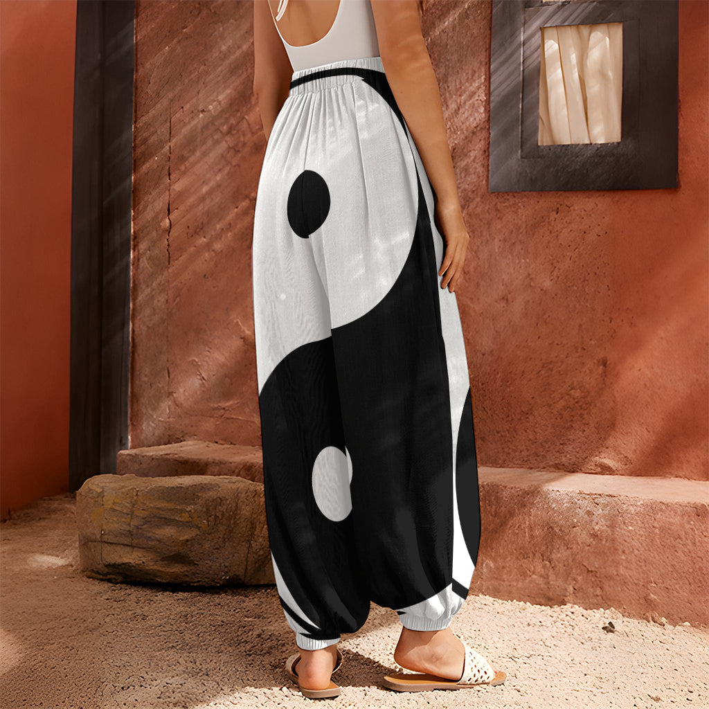 Black And White Yin Yang Symbol Print Harem Pants