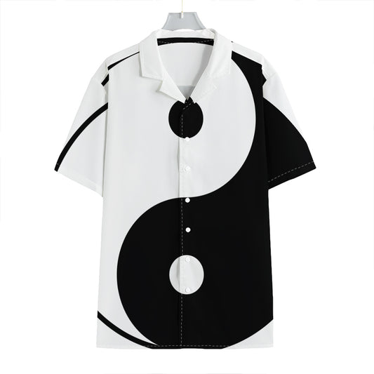 Black And White Yin Yang Symbol Print Hawaiian Shirt