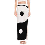 Black And White Yin Yang Symbol Print High Slit Maxi Skirt