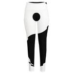 Black And White Yin Yang Symbol Print High-Waisted Pocket Leggings
