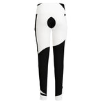 Black And White Yin Yang Symbol Print High-Waisted Pocket Leggings