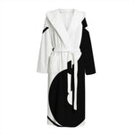 Black And White Yin Yang Symbol Print Hooded Bathrobe