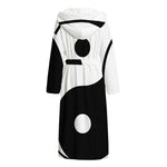 Black And White Yin Yang Symbol Print Hooded Bathrobe