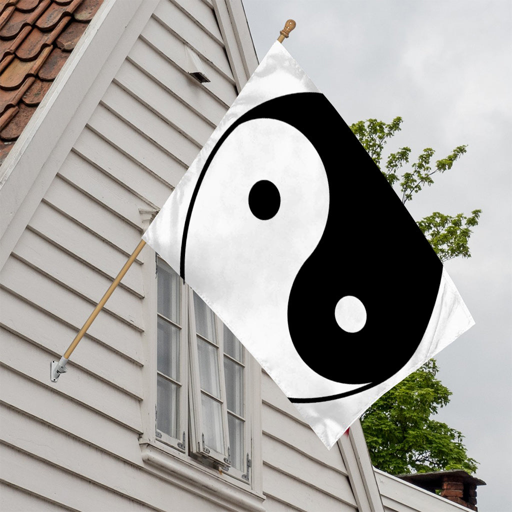 Black And White Yin Yang Symbol Print House Flag
