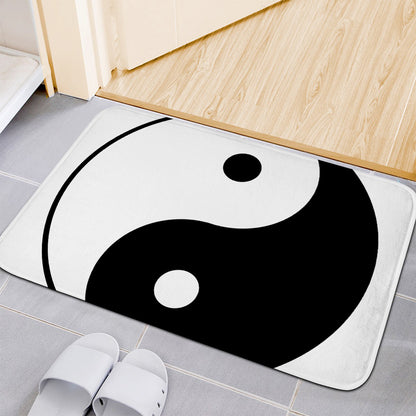 Black And White Yin Yang Symbol Print Indoor Door Mat
