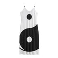 Black And White Yin Yang Symbol Print Jersey Midi Cami Dress