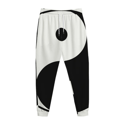Black And White Yin Yang Symbol Print Jogger Pants