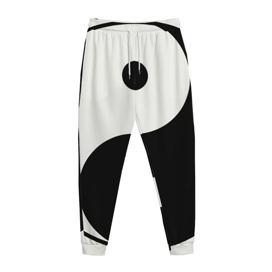 Black And White Yin Yang Symbol Print Jogger Pants
