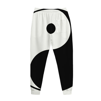Black And White Yin Yang Symbol Print Jogger Pants