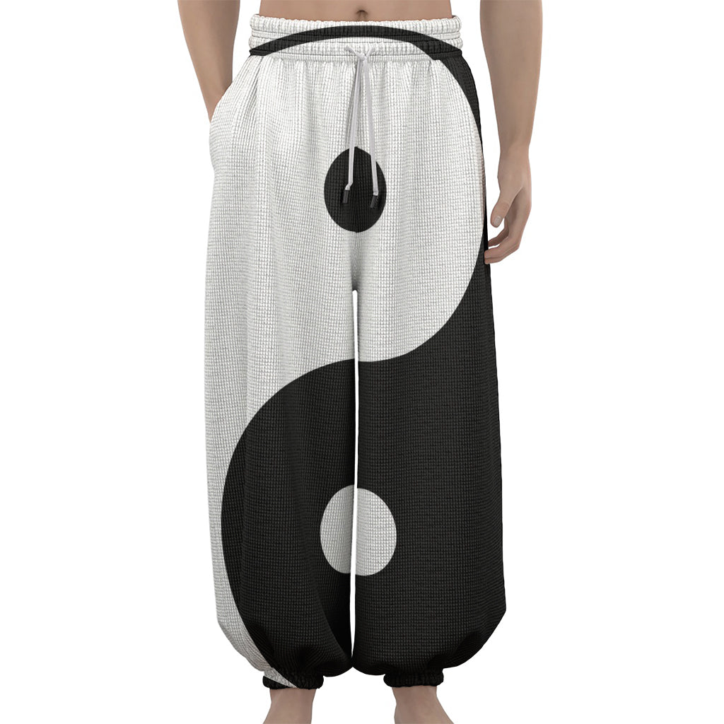 Black And White Yin Yang Symbol Print Lantern Pants