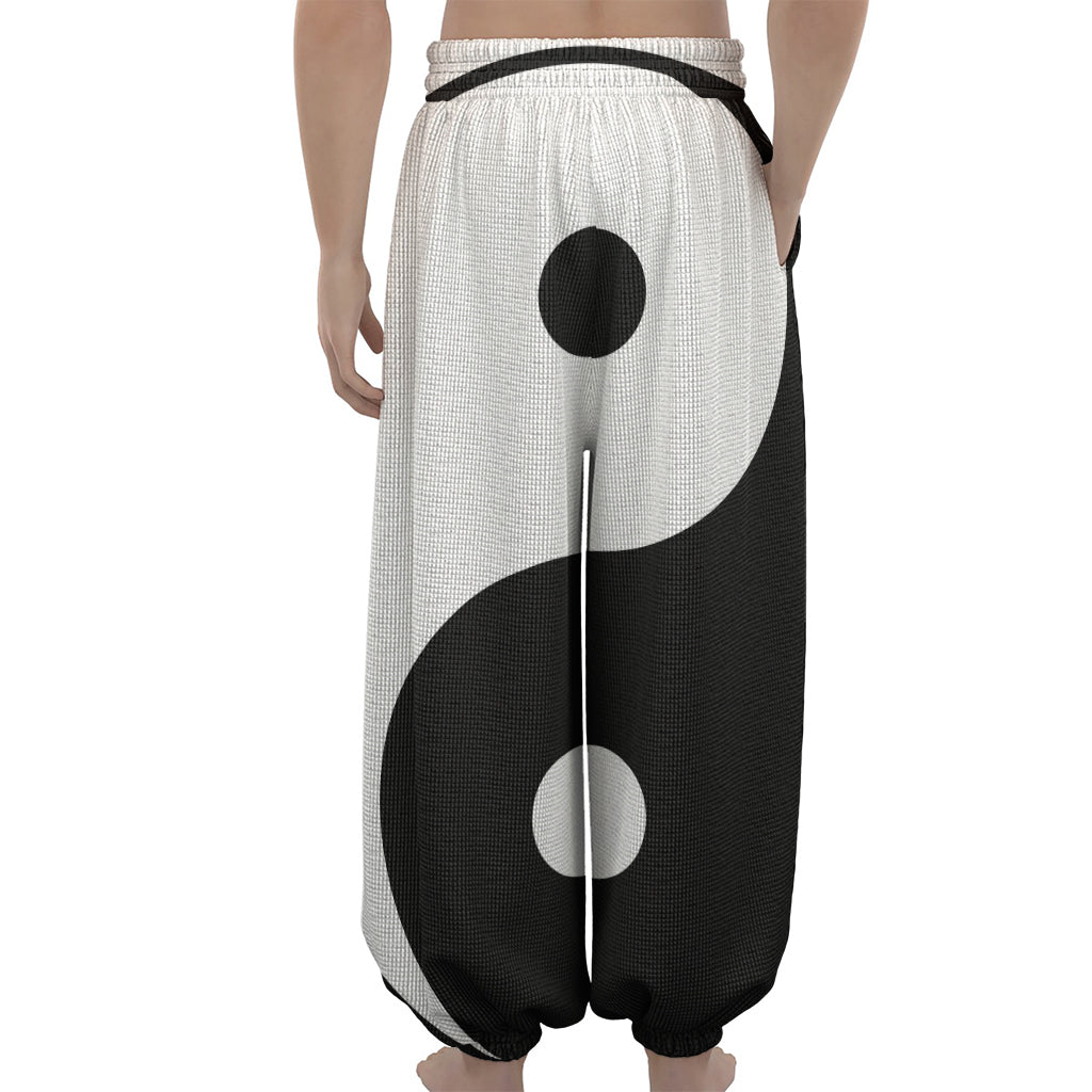 Black And White Yin Yang Symbol Print Lantern Pants