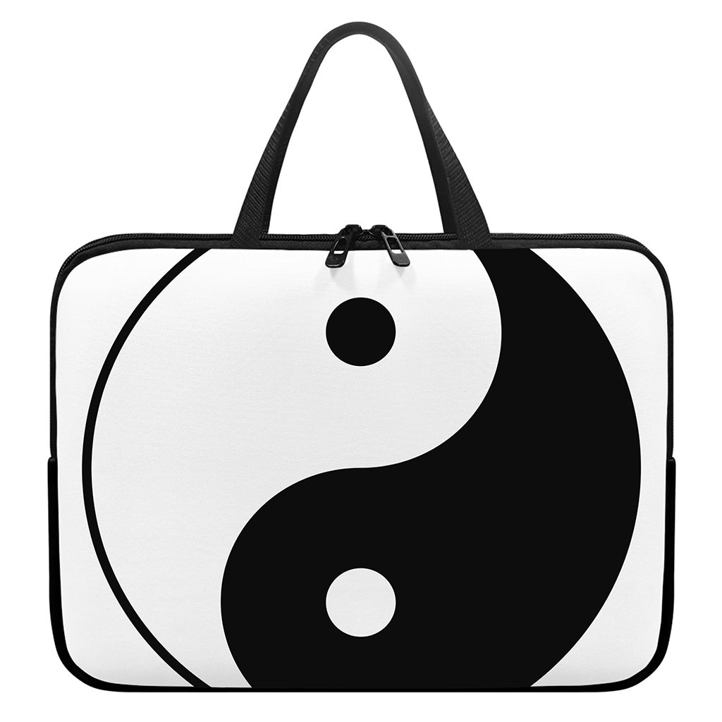 Black And White Yin Yang Symbol Print Laptop Sleeve With Handle