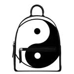 Black And White Yin Yang Symbol Print Leather Backpack