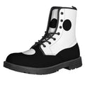 Black And White Yin Yang Symbol Print Lace-Up Boots