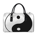 Black And White Yin Yang Symbol Print Leather Duffel Bag