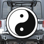 Black And White Yin Yang Symbol Print Leather Spare Tire Cover