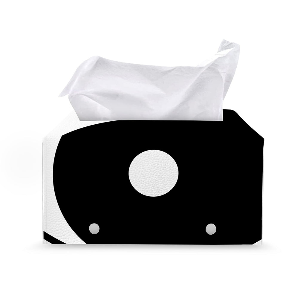 Black And White Yin Yang Symbol Print Leather Tissue Box Cover