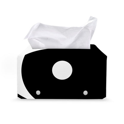 Black And White Yin Yang Symbol Print Leather Tissue Box Cover