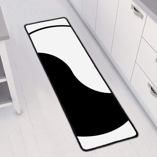Black And White Yin Yang Symbol Print Long Kitchen Mat