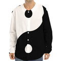 Black And White Yin Yang Symbol Print Long Sleeve Baseball Jersey