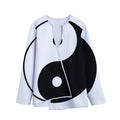Black And White Yin Yang Symbol Print Long Sleeve Short Coat