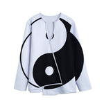 Black And White Yin Yang Symbol Print Long Sleeve Short Coat