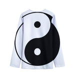 Black And White Yin Yang Symbol Print Long Sleeve Short Coat