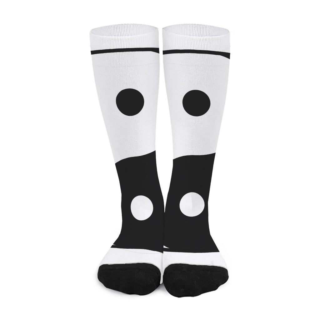 Black And White Yin Yang Symbol Print Long Socks