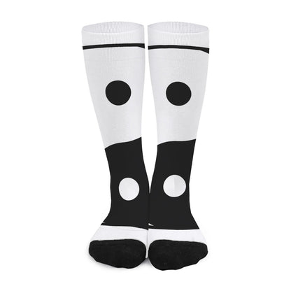Black And White Yin Yang Symbol Print Long Socks