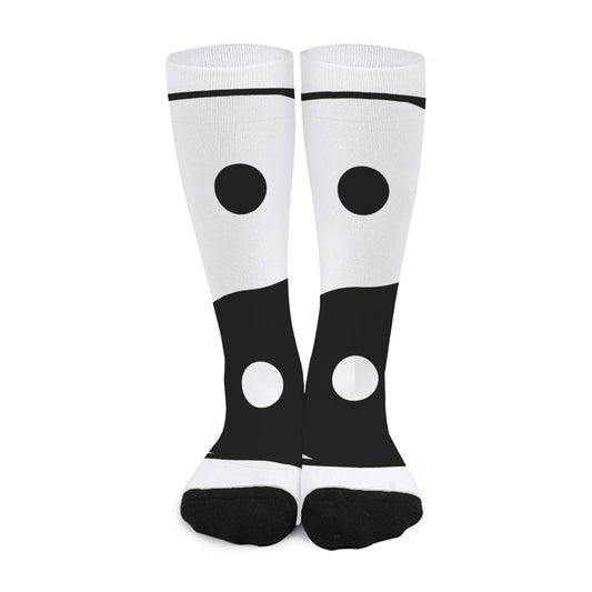 Black And White Yin Yang Symbol Print Long Socks