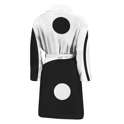 Black And White Yin Yang Symbol Print Men's Bathrobe
