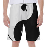 Black And White Yin Yang Symbol Print Men's Beach Shorts