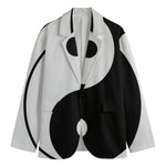 Black And White Yin Yang Symbol Print Men's Blazer