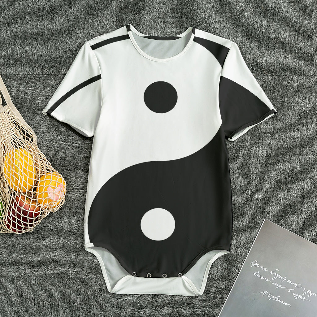 Black And White Yin Yang Symbol Print Men's Bodysuit