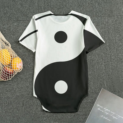 Black And White Yin Yang Symbol Print Men's Bodysuit