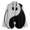 Black And White Yin Yang Symbol Print Men's Cotton Blazer