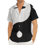 Black And White Yin Yang Symbol Print Men's Deep V-Neck Shirt