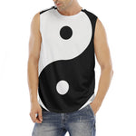 Black And White Yin Yang Symbol Print Men's Fitness Tank Top