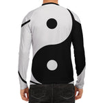 Black And White Yin Yang Symbol Print Men's Long Sleeve Rash Guard