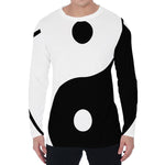 Black And White Yin Yang Symbol Print Men's Long Sleeve T-Shirt