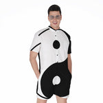 Black And White Yin Yang Symbol Print Men's Rompers