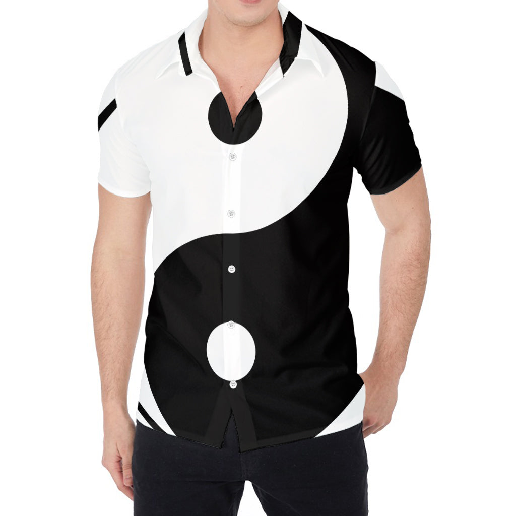 Black And White Yin Yang Symbol Print Men's Shirt