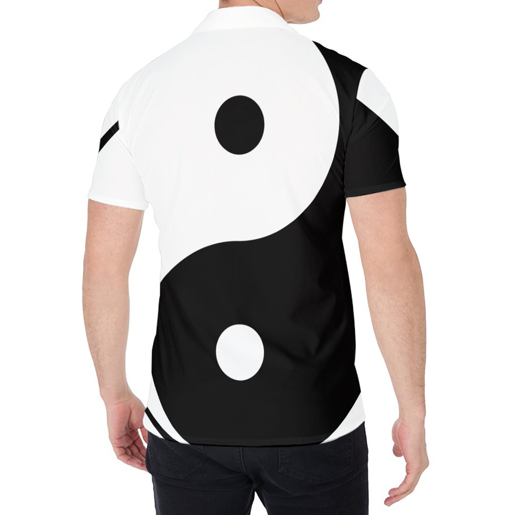 Black And White Yin Yang Symbol Print Men's Shirt