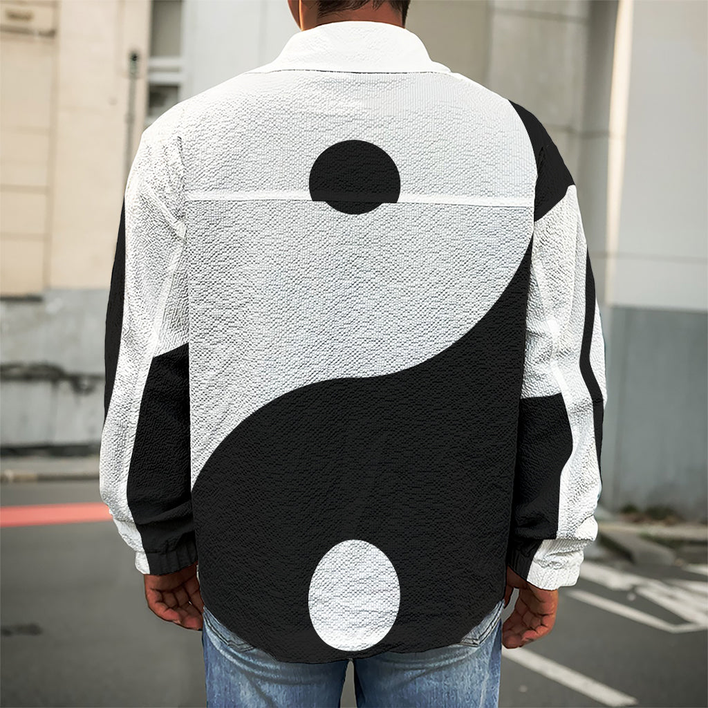 Black And White Yin Yang Symbol Print Men's Shirt Jacket
