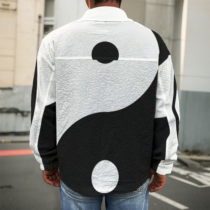 Black And White Yin Yang Symbol Print Men's Shirt Jacket